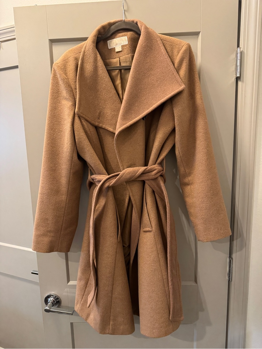 Michael Kors Camel Belted Wrap Trench Coat